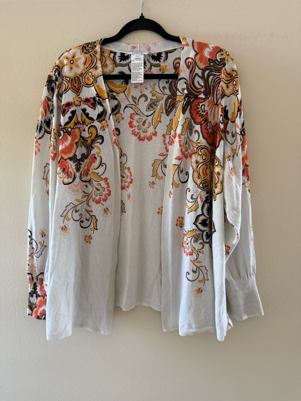 Chico's White Open Front Cardigan Lightweight Long Sleeve Navy Size 4 US XXL